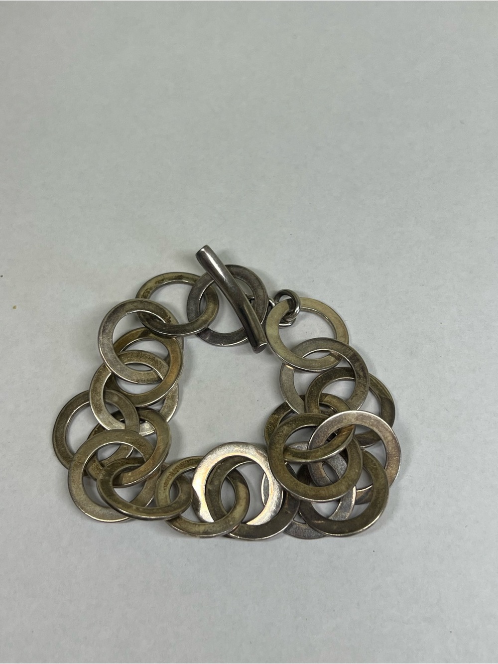 Silpada Sterling heavy locking circle rings bracelet 7” - Picture 2 of 7